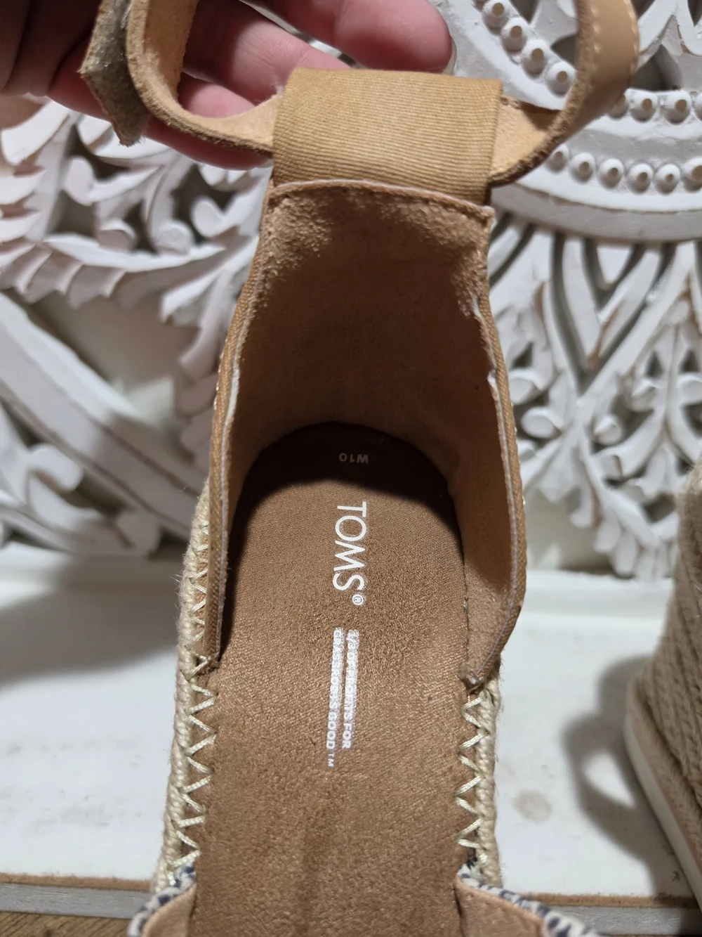 TOMS Alpargata Espadrille Wedge Sandals Women's 10 | Tan & Animal Print